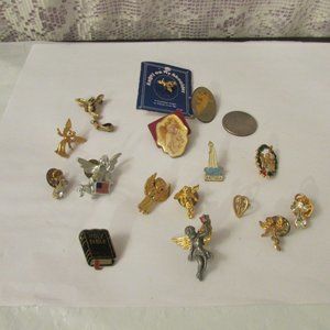 Religious Angel Bible Etc hat tie lapel Pin Lot of 16